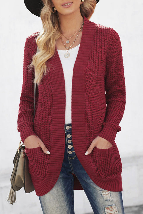 Pocket Knitted Solid Color Cardigan